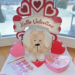 Valentine's Day Doggie Backpack W/ Wood Stamp Set & Stickers.